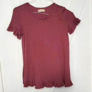 Altar'd State Pink Ruffle Sleeve Top